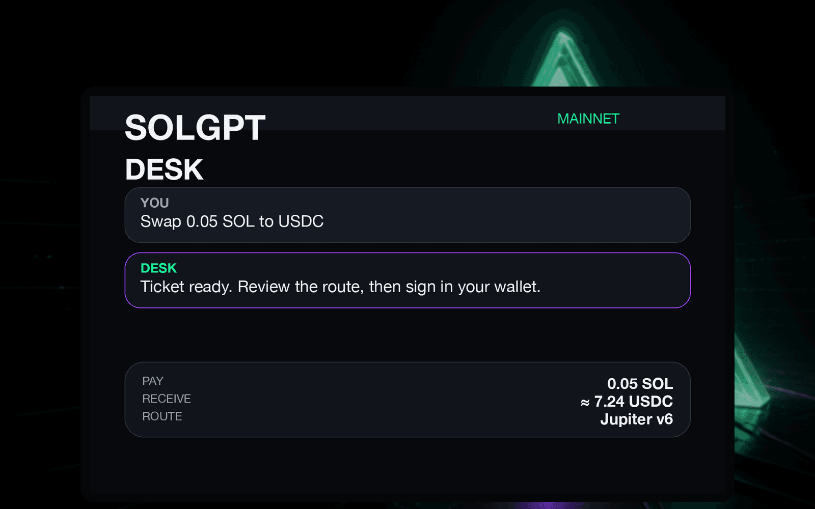 SOL-GPT running as a native Tauri desktop app